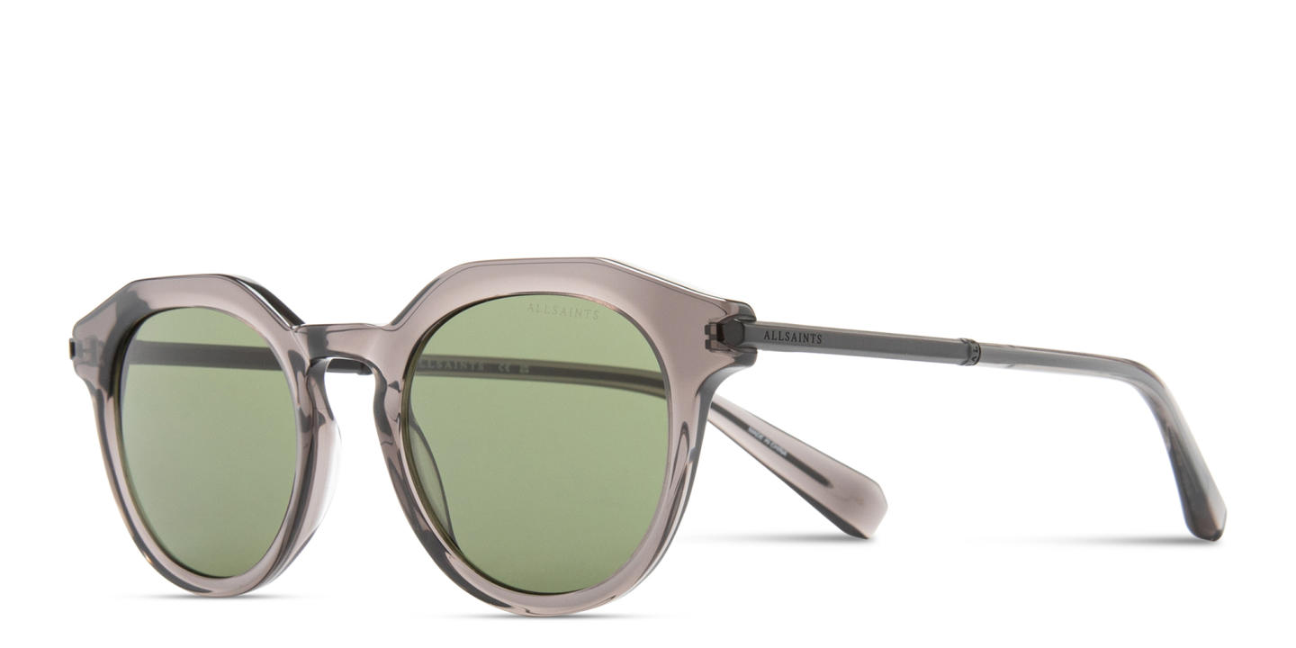 Shop ALL SAINTS Van Unisex Round Sunglasses in Transparent Grey online.