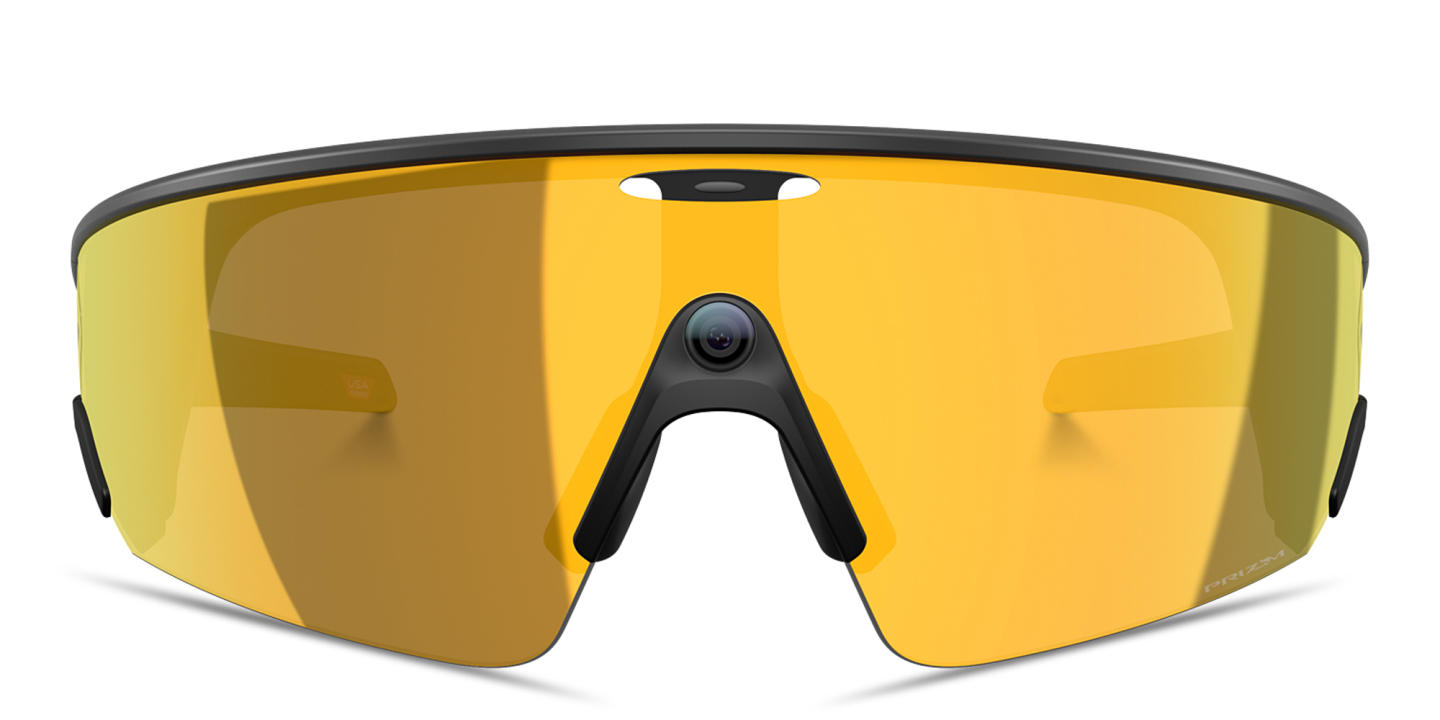 Shop Oakley Meta Vanguard Unisex Half-Rim Rectangle Sunglasses in Black online.