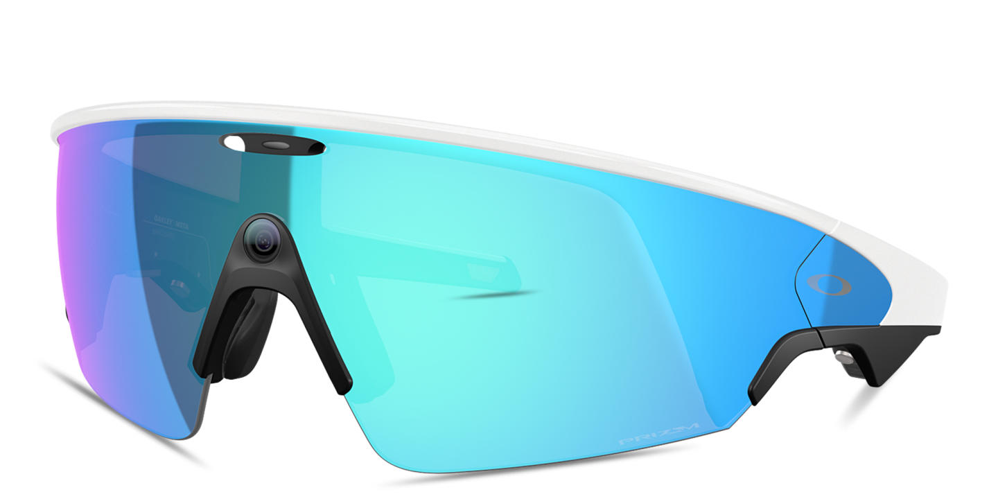 Shop Oakley Meta Vanguard Unisex Half-Rim Rectangle Sunglasses in White online.