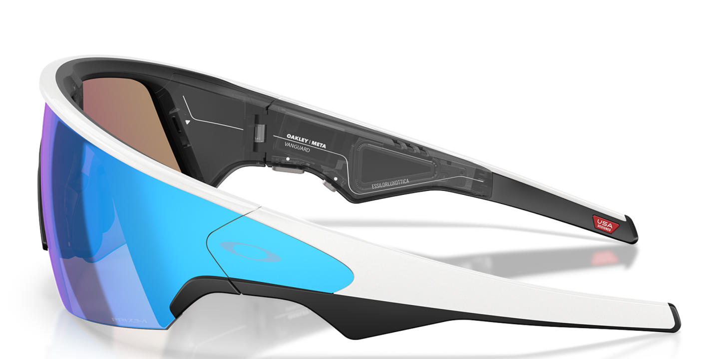 Shop Oakley Meta Vanguard Unisex Half-Rim Rectangle Sunglasses in White online.