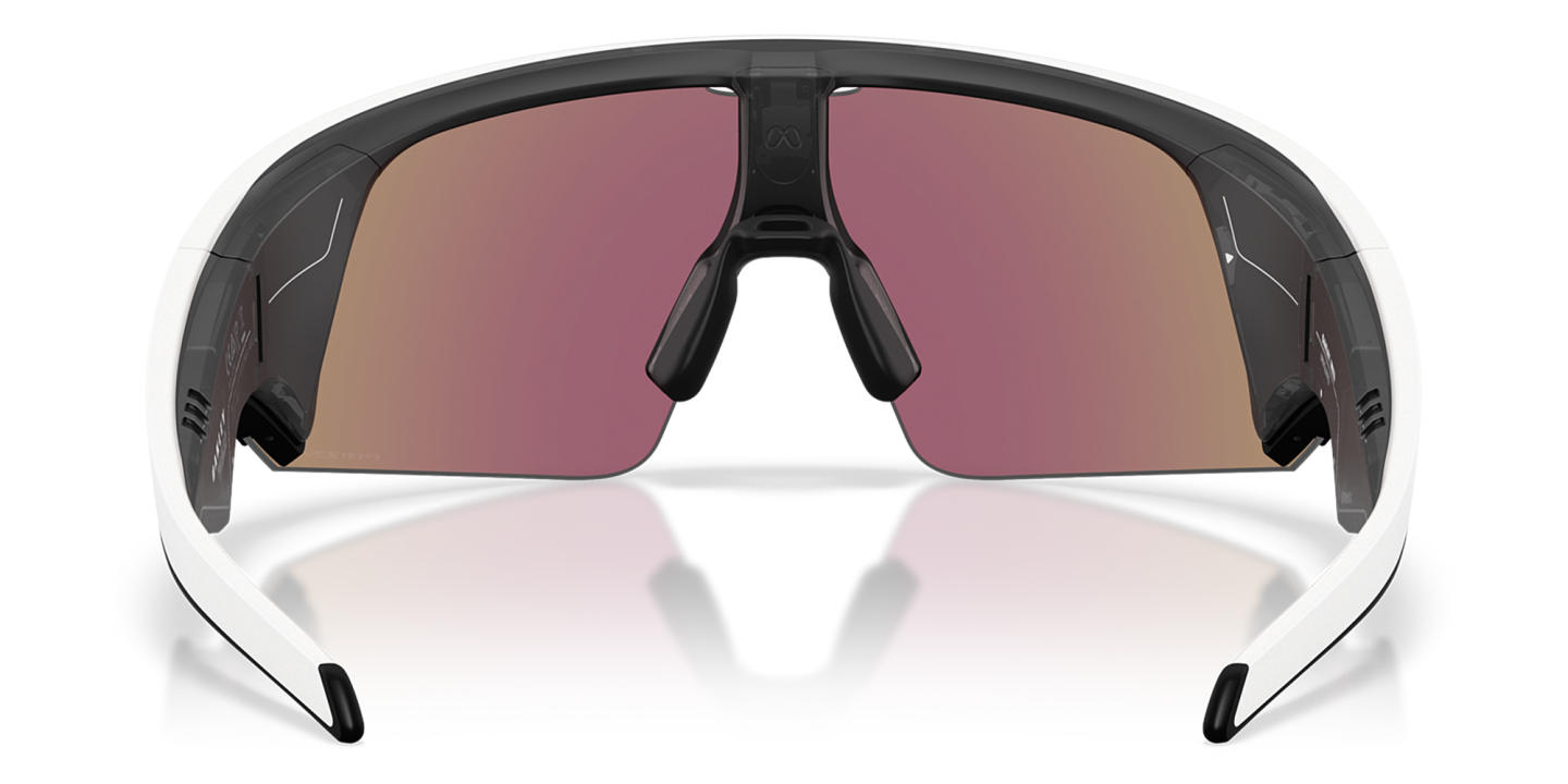 Shop Oakley Meta Vanguard Unisex Half-Rim Rectangle Sunglasses in White online.