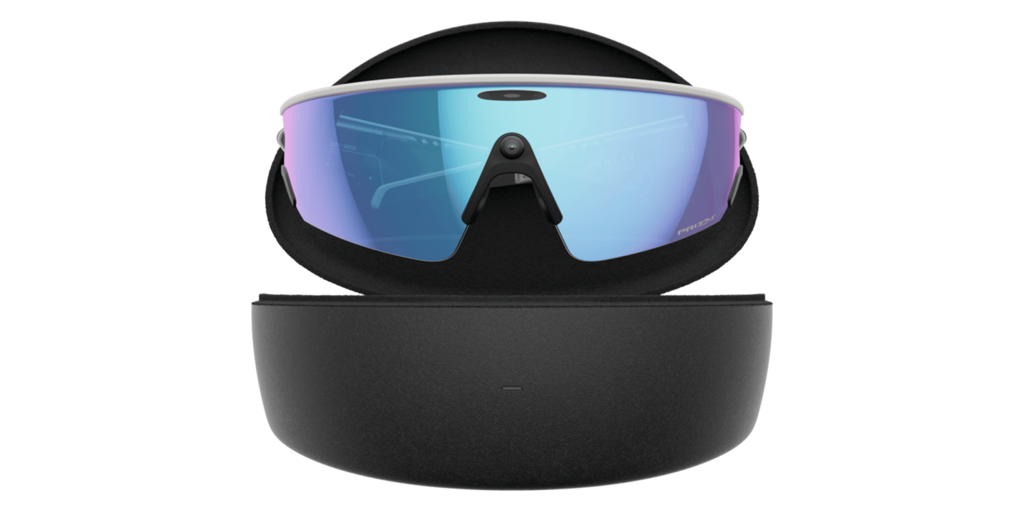 Shop Oakley Meta Vanguard Unisex Half-Rim Rectangle Sunglasses in White online.