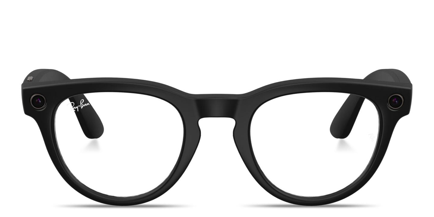 Shop Ray-Ban Meta Headliner Unisex Panthos Eyeglasses With Blue-Violet Light Lenses in Black online.