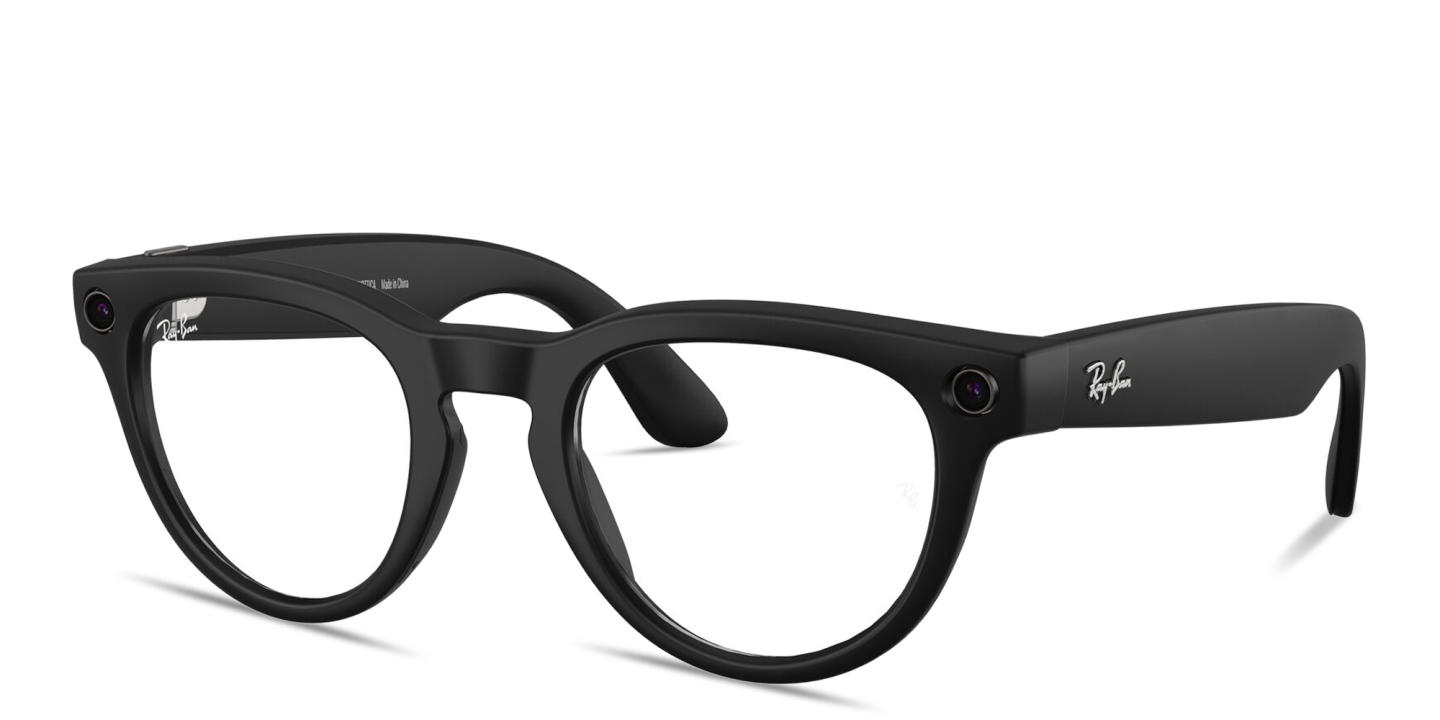 Shop Ray-Ban Meta Headliner Unisex Panthos Eyeglasses With Blue-Violet Light Lenses in Black online.