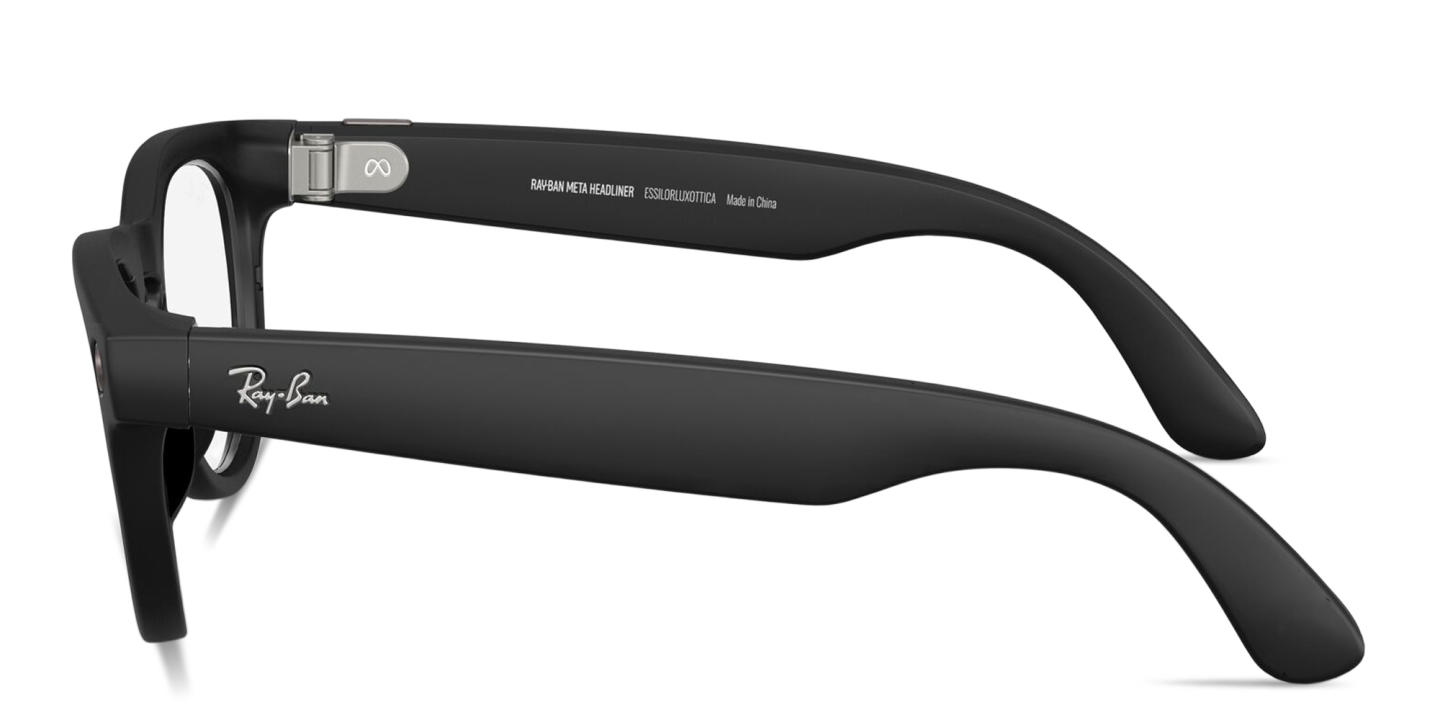 Shop Ray-Ban Meta Headliner Unisex Panthos Eyeglasses With Blue-Violet Light Lenses in Black online.