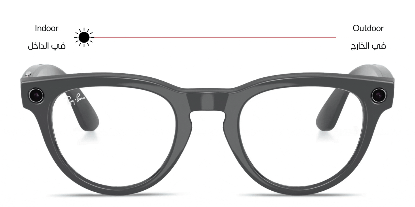 Shop Ray-Ban Meta Headliner Transitions® Unisex Panthos Sunglasses in Shiny Asteroid Grey online.