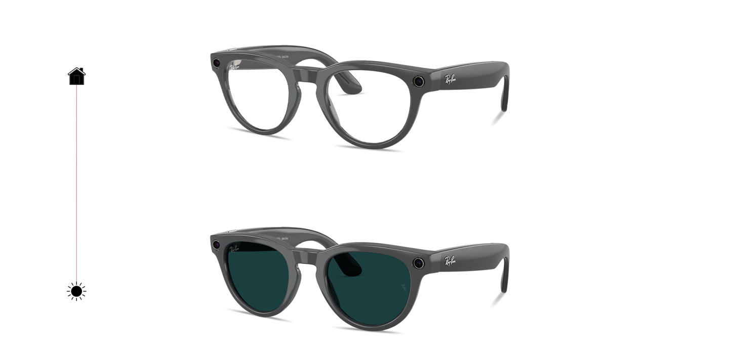 Shop Ray-Ban Meta Headliner Transitions® Unisex Panthos Sunglasses in Shiny Asteroid Grey online.