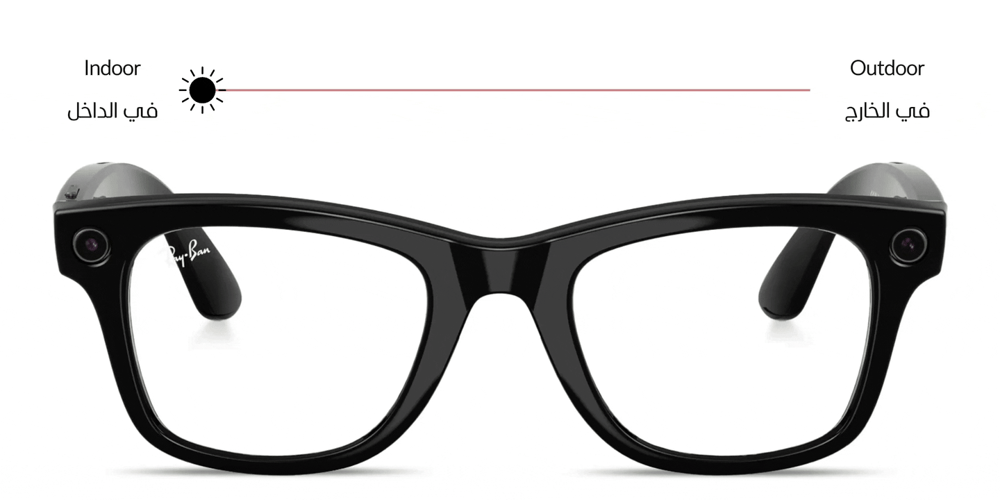 Ray-Ban Meta Wayfarer Transitions® Unisex Square Sunglasses in Shiny Black – Product Photo 0