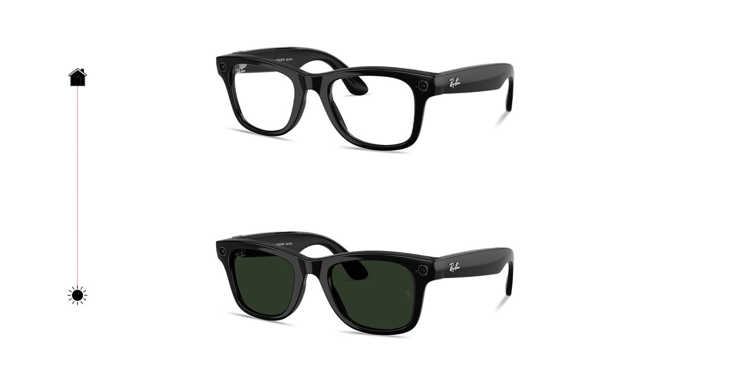 Ray-Ban Meta Wayfarer Transitions® Unisex Square Sunglasses in Shiny Black – Product Photo 1