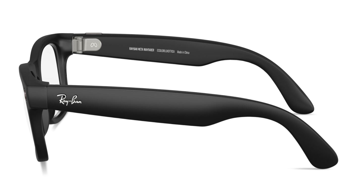 Shop Ray-Ban Meta Wayfarer Unisex Square Eyeglasses With Blue-Violet Light Lenses in Shiny Black online.