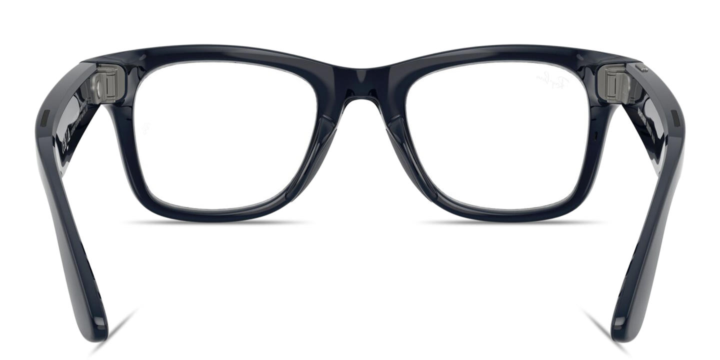 Shop Ray-Ban Meta Wayfarer Transitions® Unisex Square Sunglasses in Shiny Cosmic Blue online.