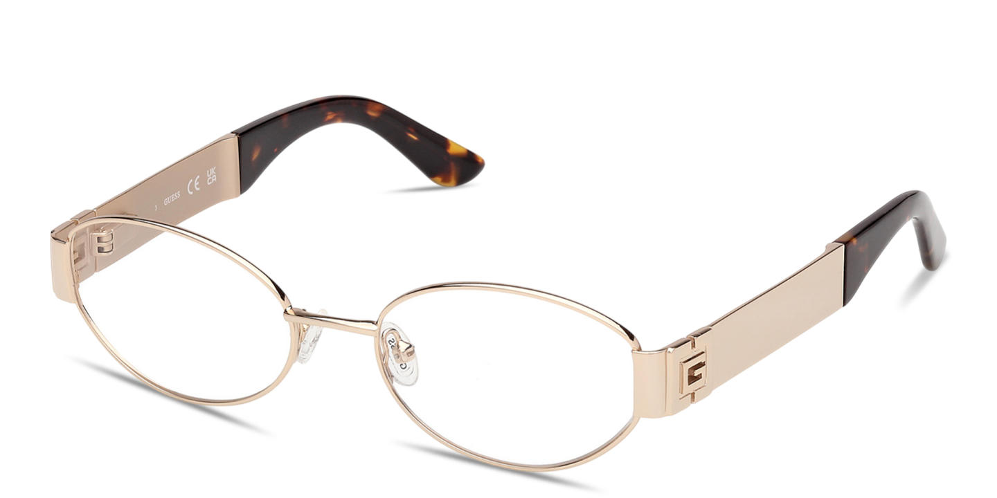 Shop Guess G Oval Eyeglasses in Gold online.