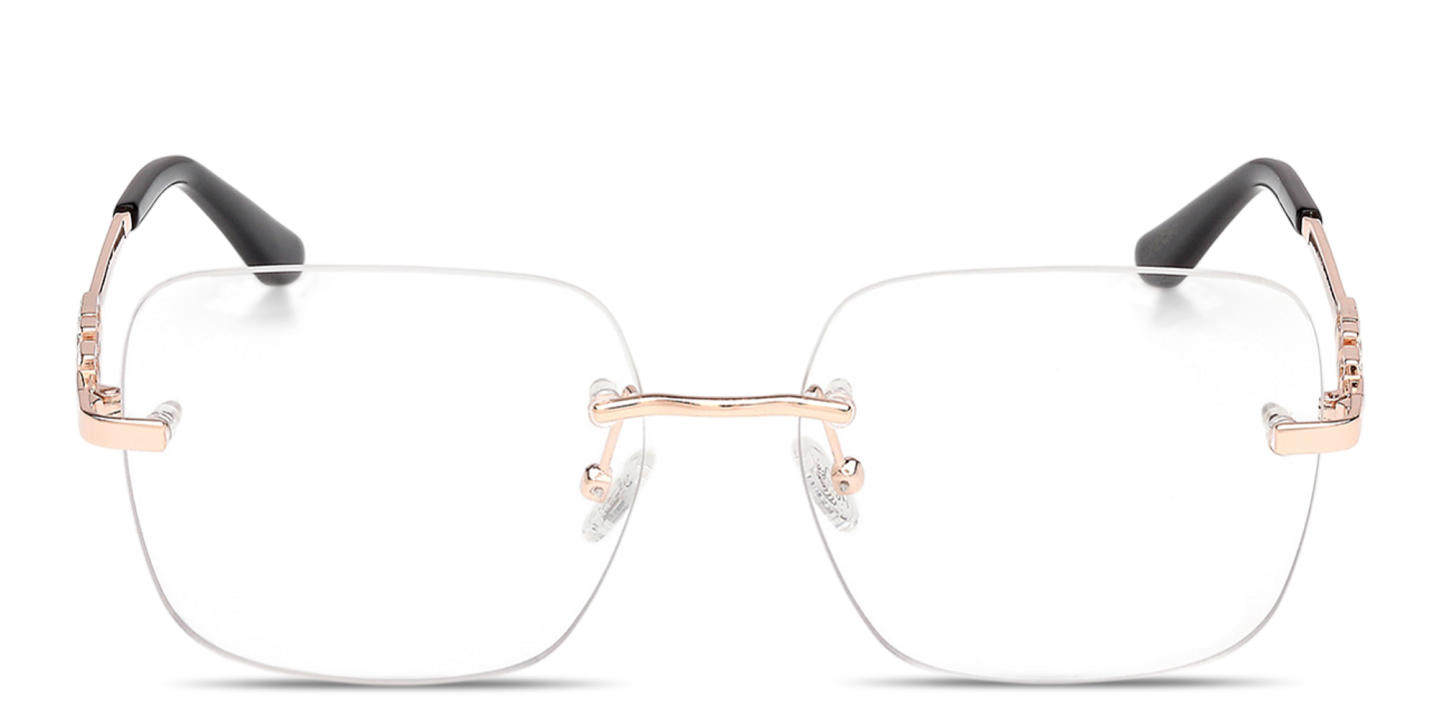 Shop Guess G Logo Wide Rimless Square Eyeglasses in Rose Gold online.