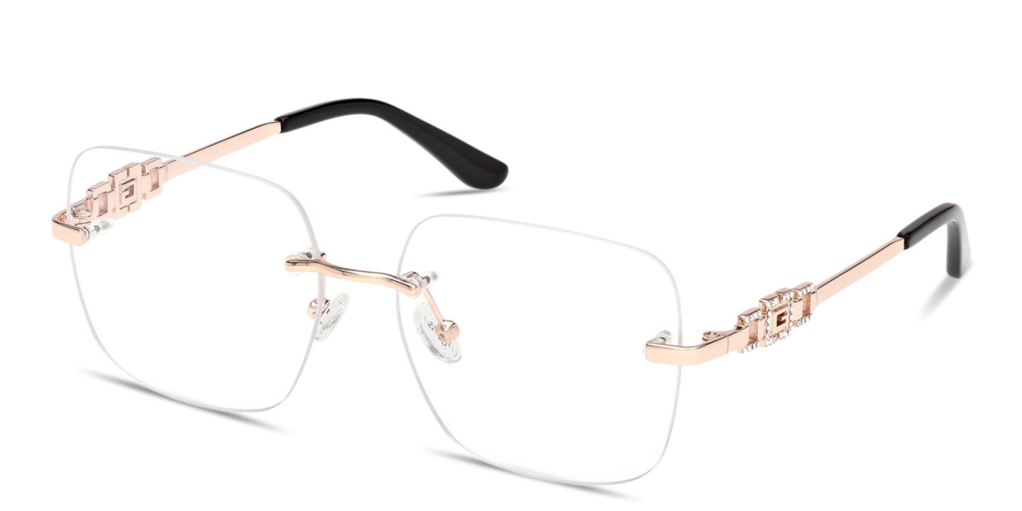 Shop Guess G Logo Wide Rimless Square Eyeglasses in Rose Gold online.