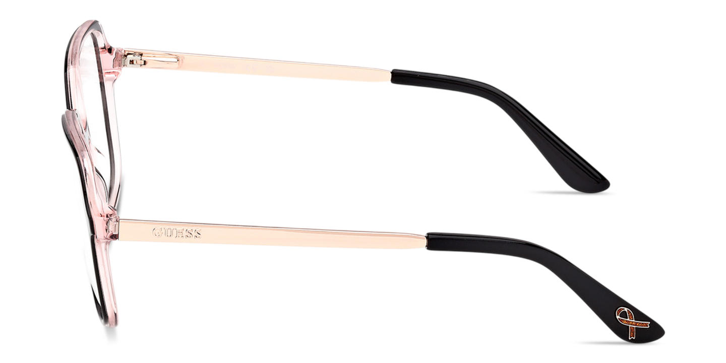 Shop Guess Engraved Logo Wide Square Eyeglasses in Black online.