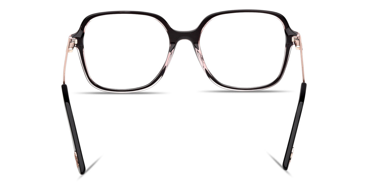 Shop Guess Engraved Logo Wide Square Eyeglasses in Black online.