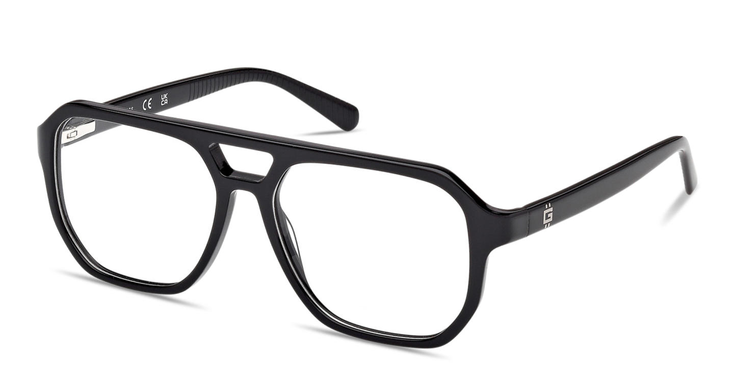Shop Guess G Wide Aviator Eyeglasses in Black online.