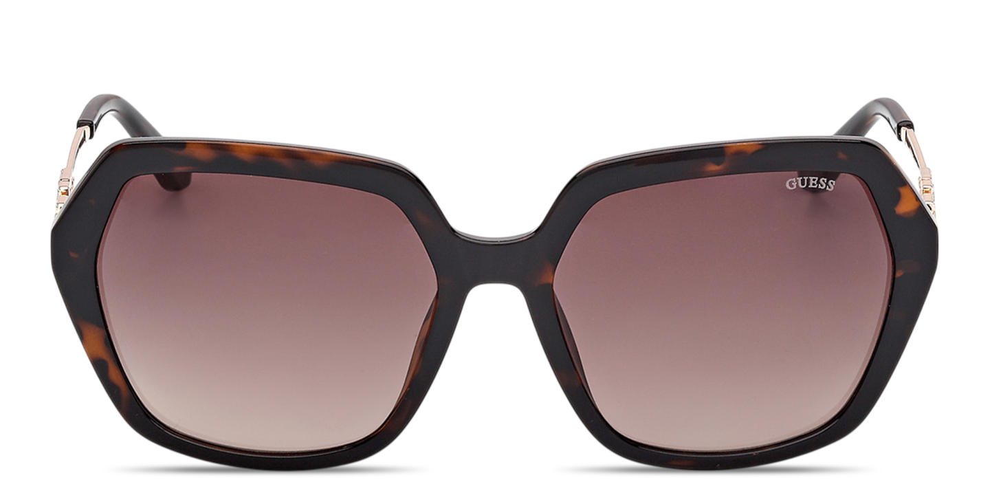 Shop Guess G Logo Oversized Irregular Sunglasses in Dark Havana online.