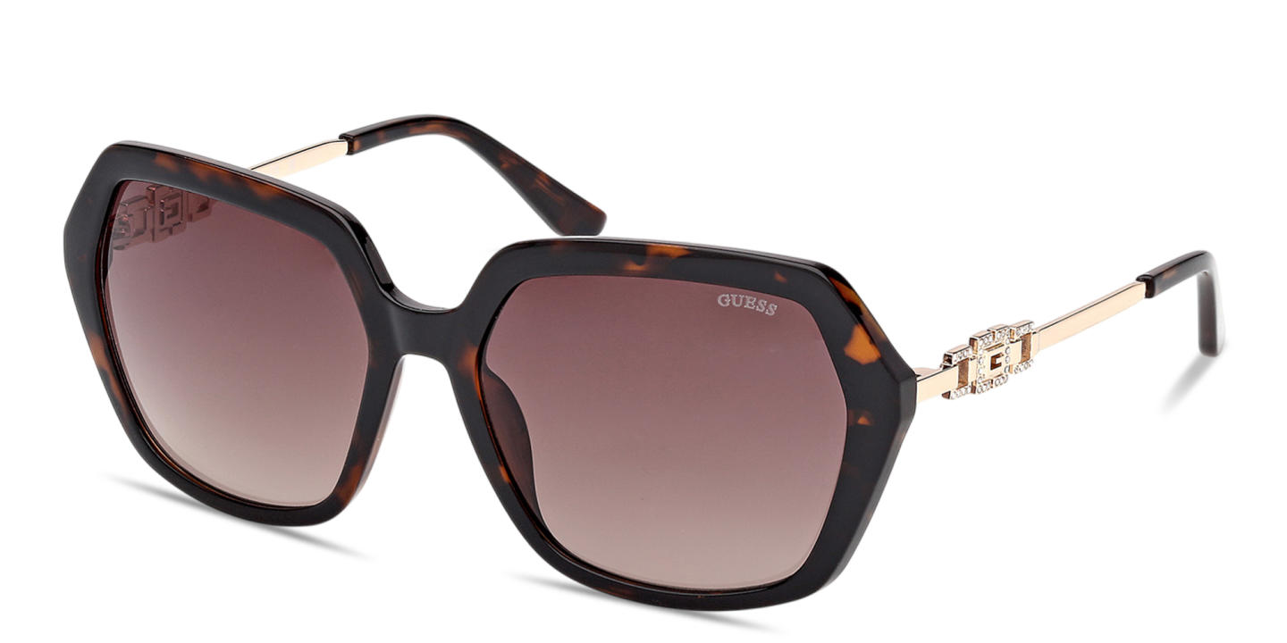 Shop Guess G Logo Oversized Irregular Sunglasses in Dark Havana online.