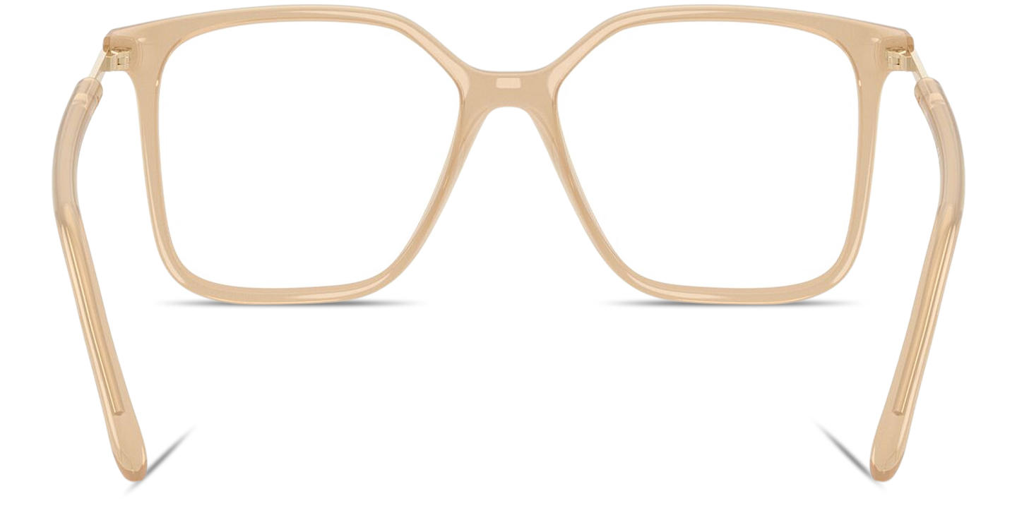 Shop Armani Exchange A|X Logo Oversized Irregular Eyeglasses in Beige online.