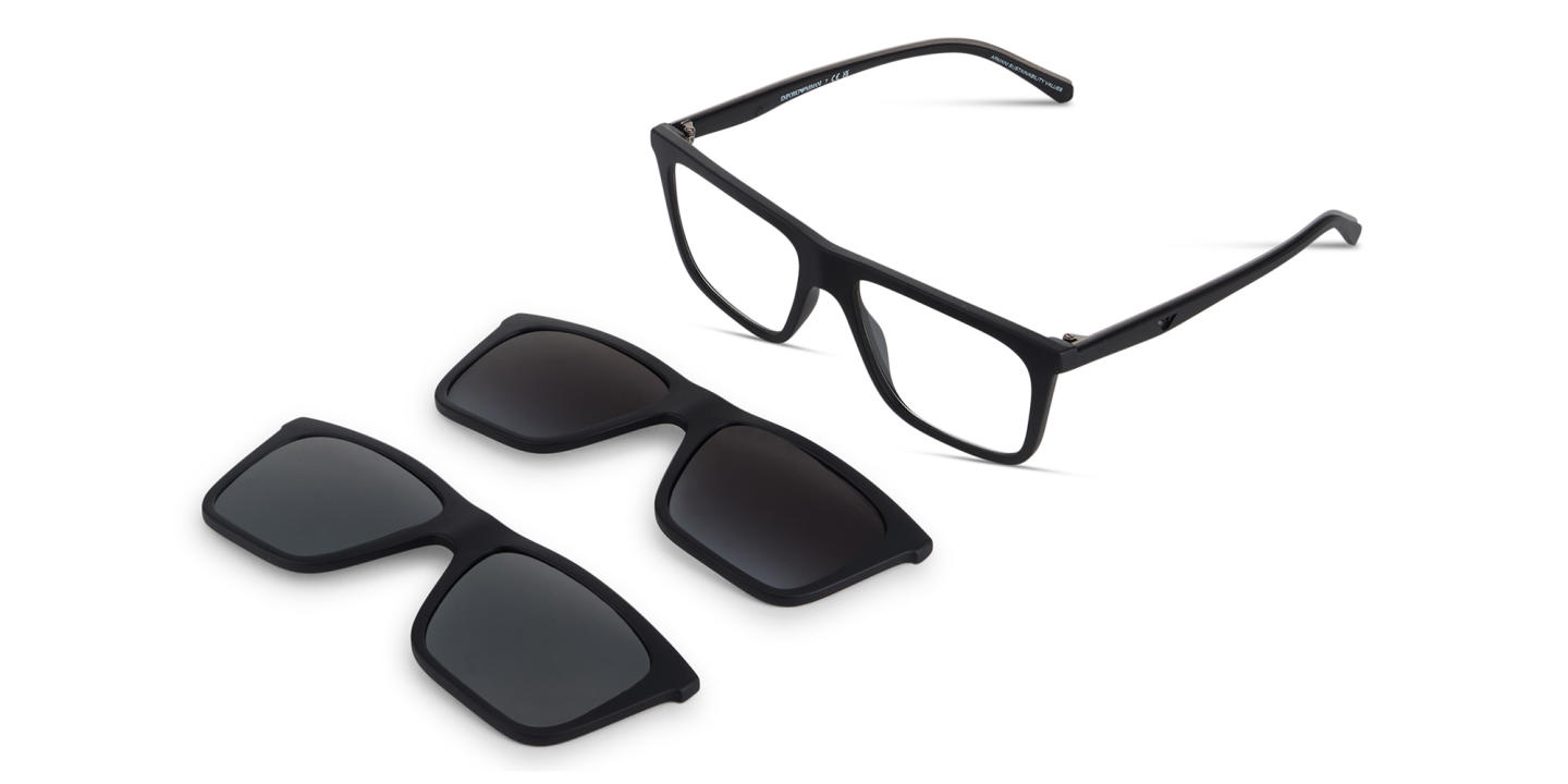 تسوق نظارات طبية كليب أون بإطار مربّع امبوريو أرماني بلون أسود أونلاين.