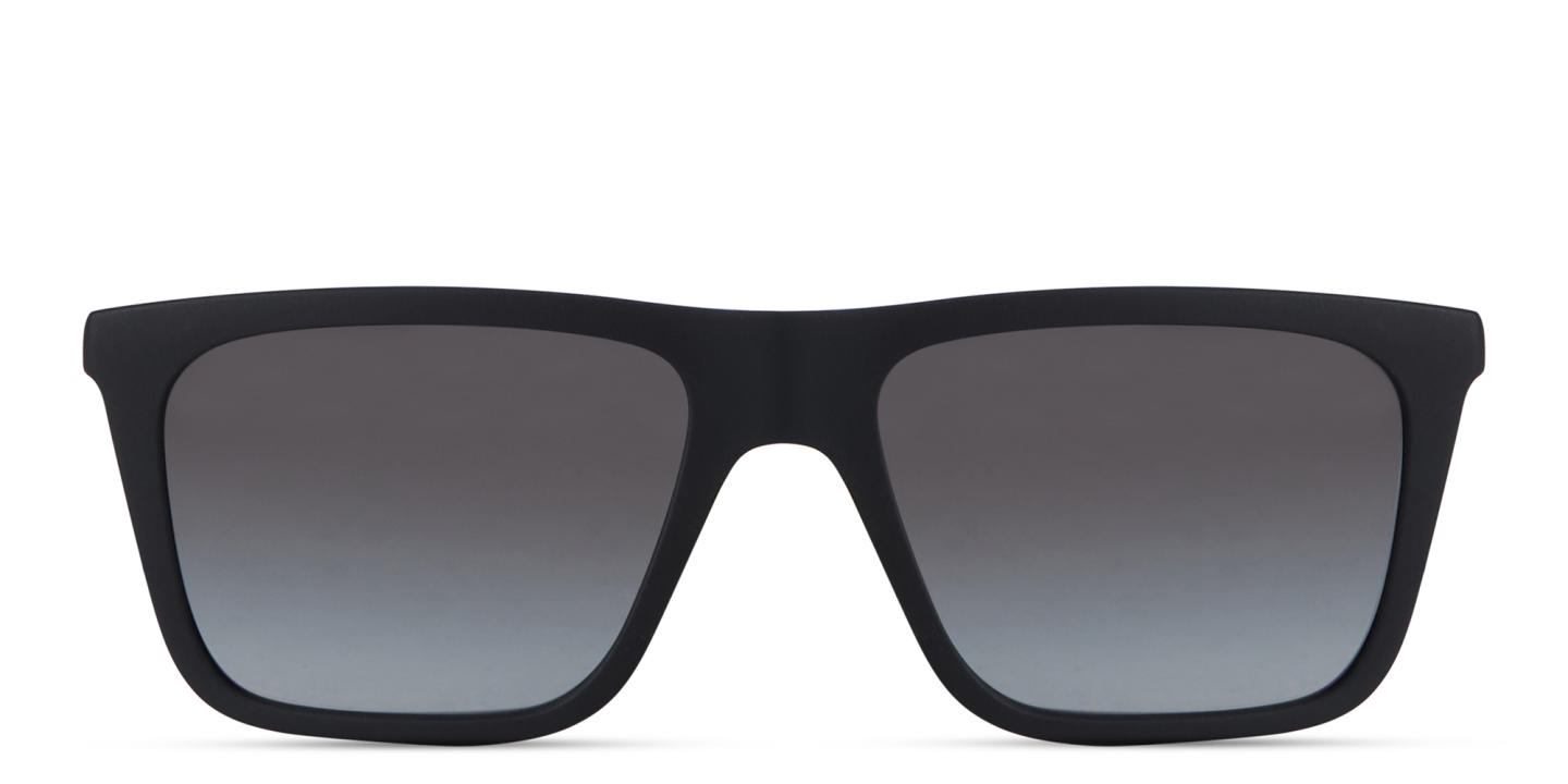 Shop Emporio Armani Clip-On Square Eyeglasses in Black online.
