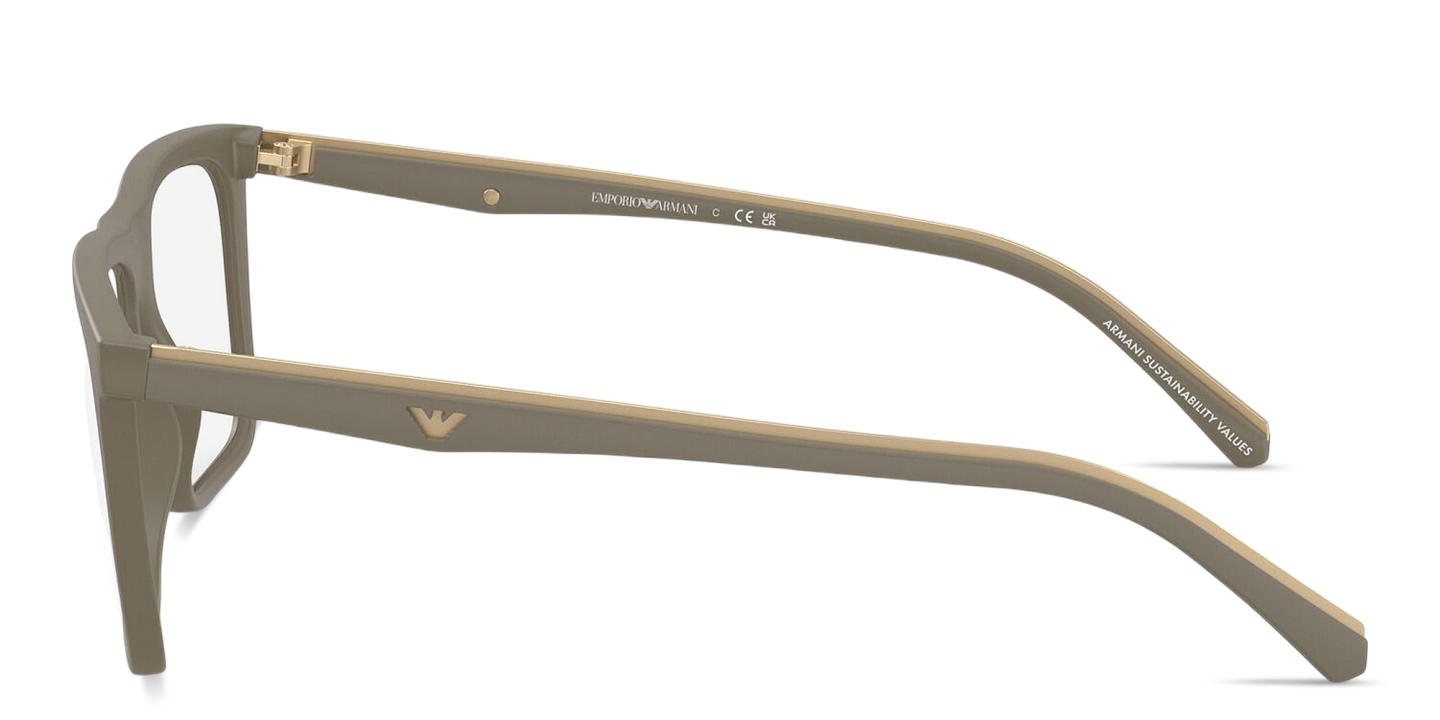 Shop Emporio Armani Clip-On Square Eyeglasses in Beige online.