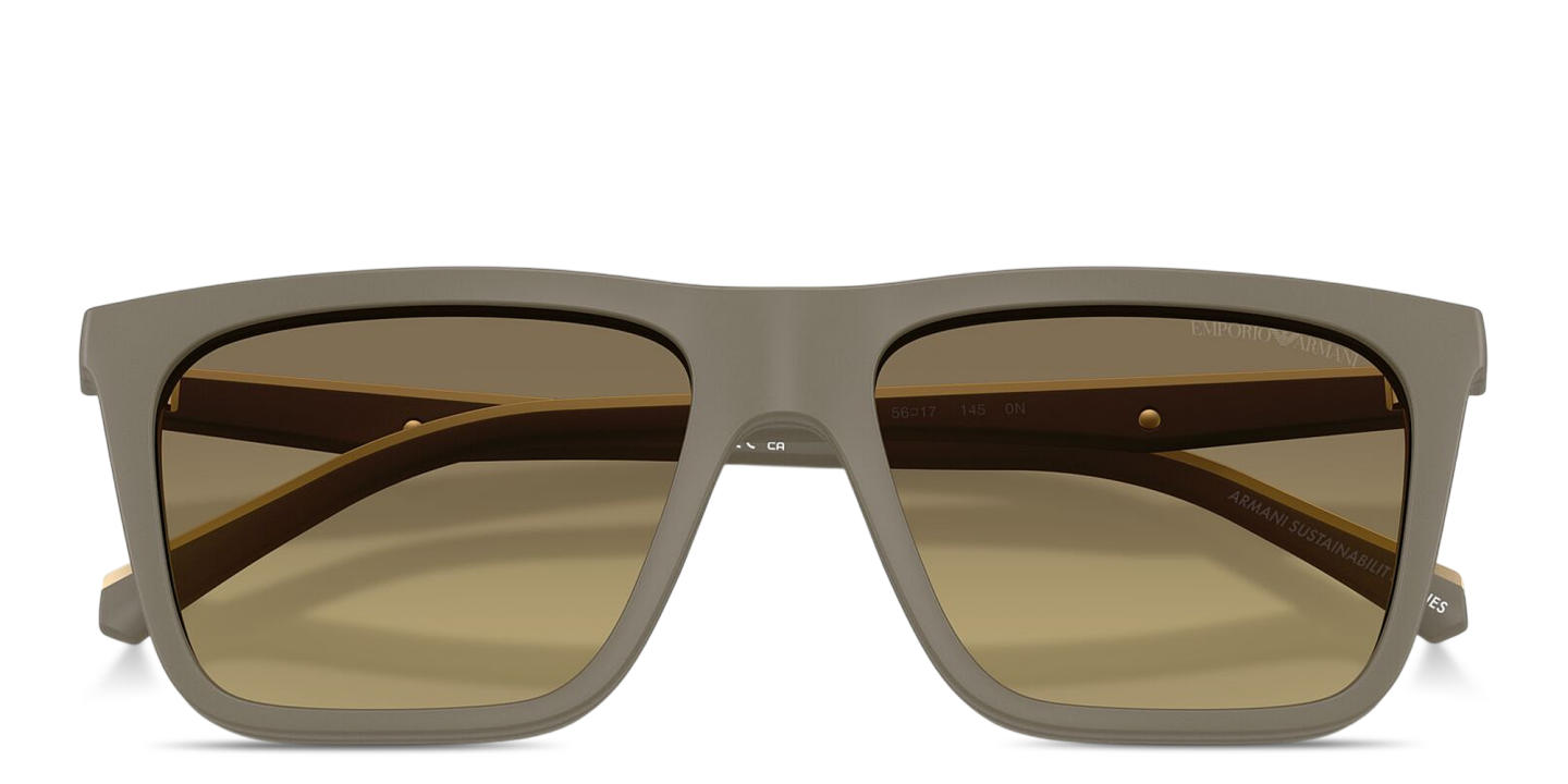 Shop Emporio Armani Clip-On Square Eyeglasses in Beige online.