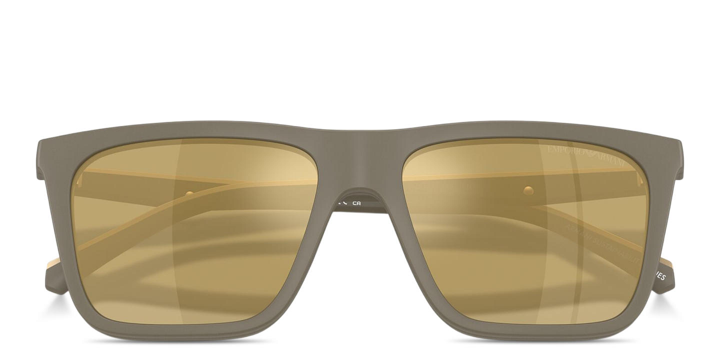 Shop Emporio Armani Clip-On Square Eyeglasses in Beige online.