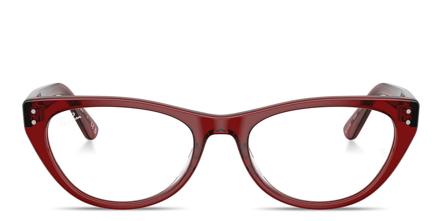 Shop Ray-Ban Optics Square Eyeglasses in Transparent Bordeaux online.