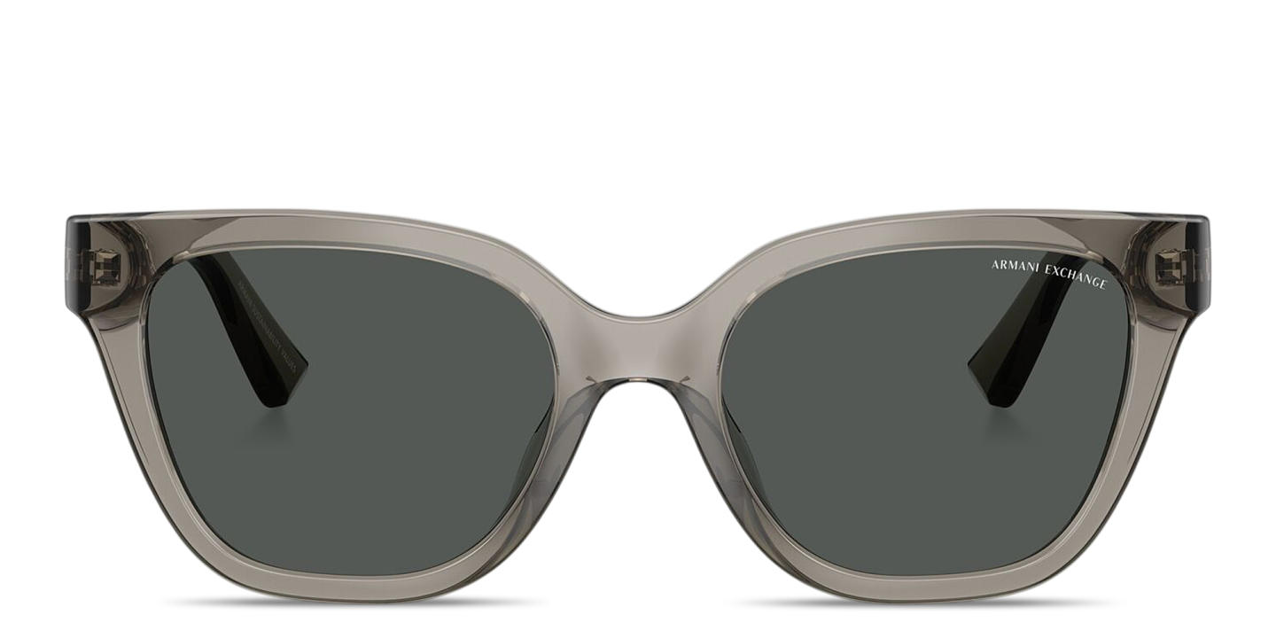 Shop Armani Exchange A|X Logo Cat-Eye Sunglasses in Transparent Grey online.