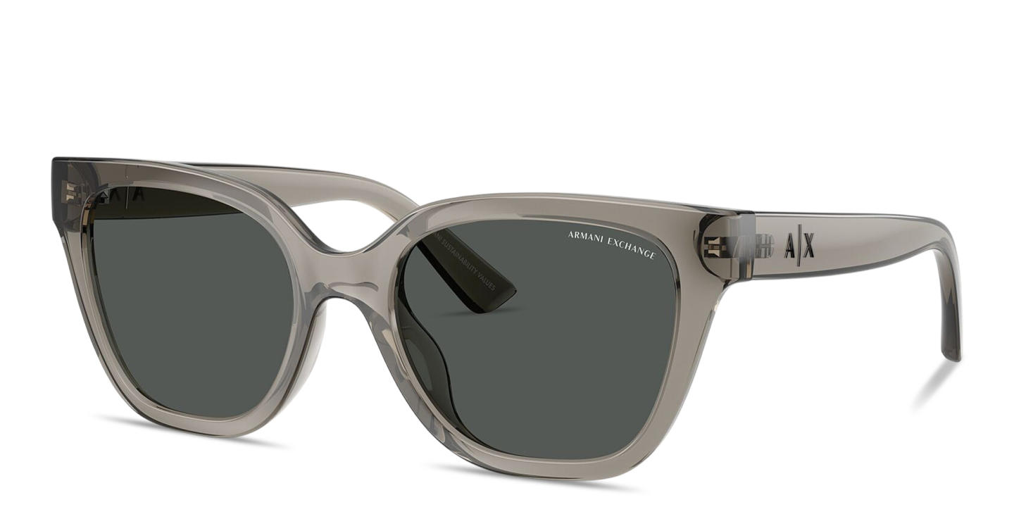 Shop Armani Exchange A|X Logo Cat-Eye Sunglasses in Transparent Grey online.