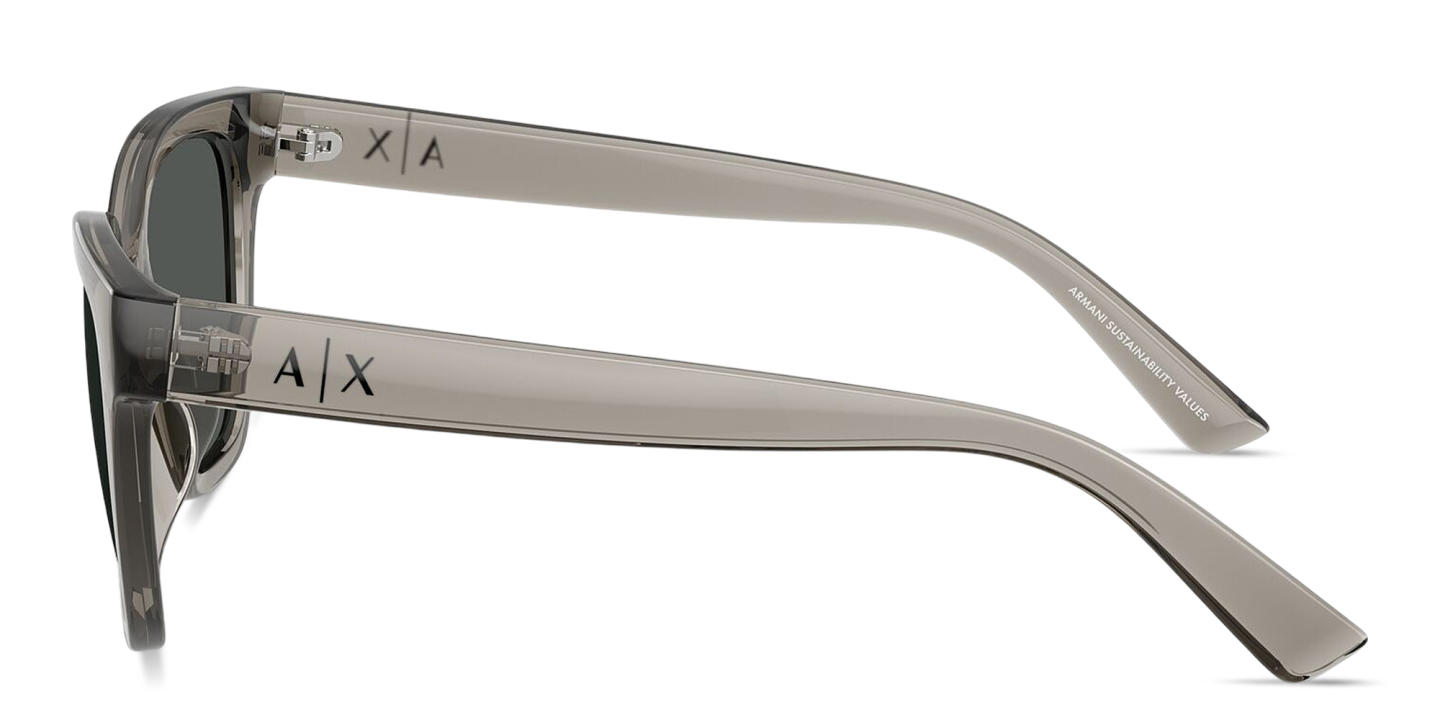 Shop Armani Exchange A|X Logo Cat-Eye Sunglasses in Transparent Grey online.