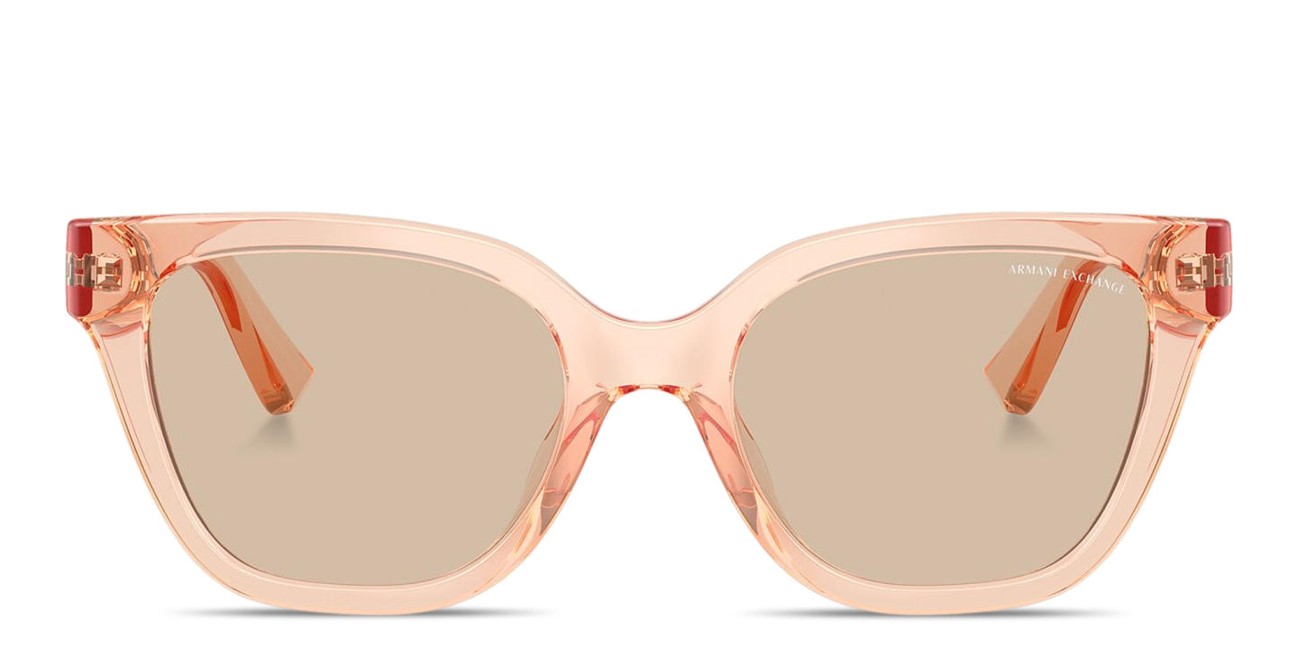 Shop Armani Exchange A|X Logo Cat-Eye Sunglasses in Transparent Peach online.