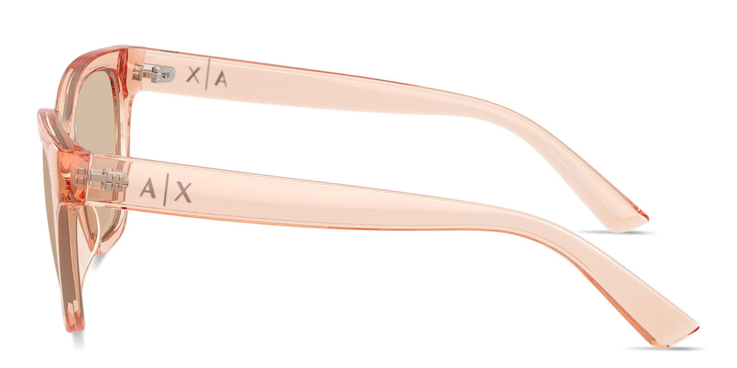 Shop Armani Exchange A|X Logo Cat-Eye Sunglasses in Transparent Peach online.