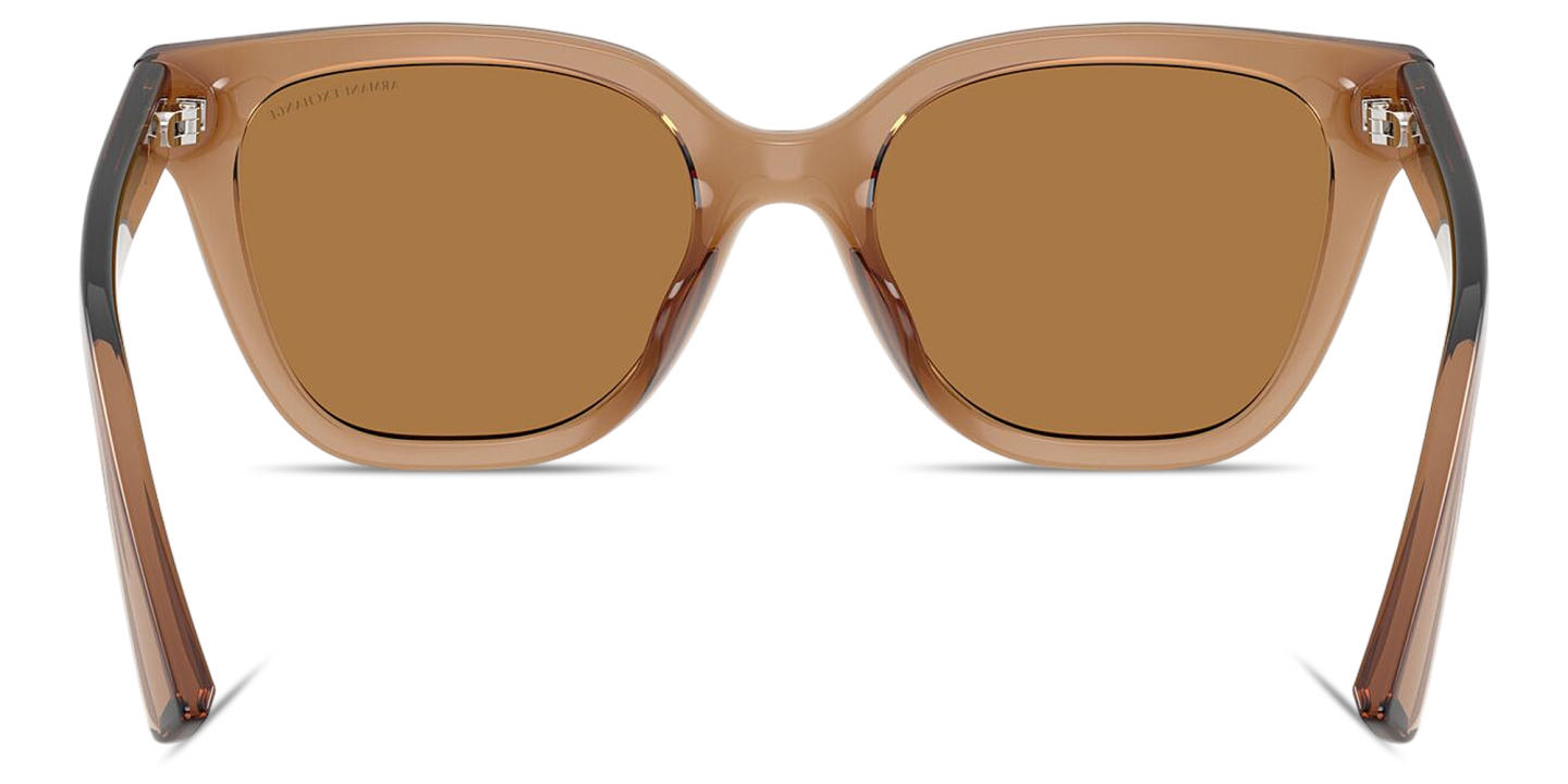 Shop Armani Exchange A|X Logo Cat-Eye Sunglasses in Transparent Brown online.