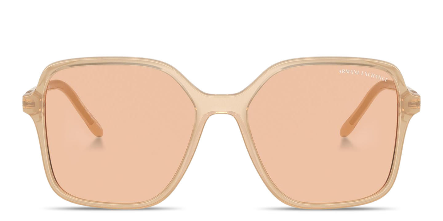 Armani Exchange A|X Logo Oversized Butterfly Sunglasses in Transparent Beige – Product Photo 0