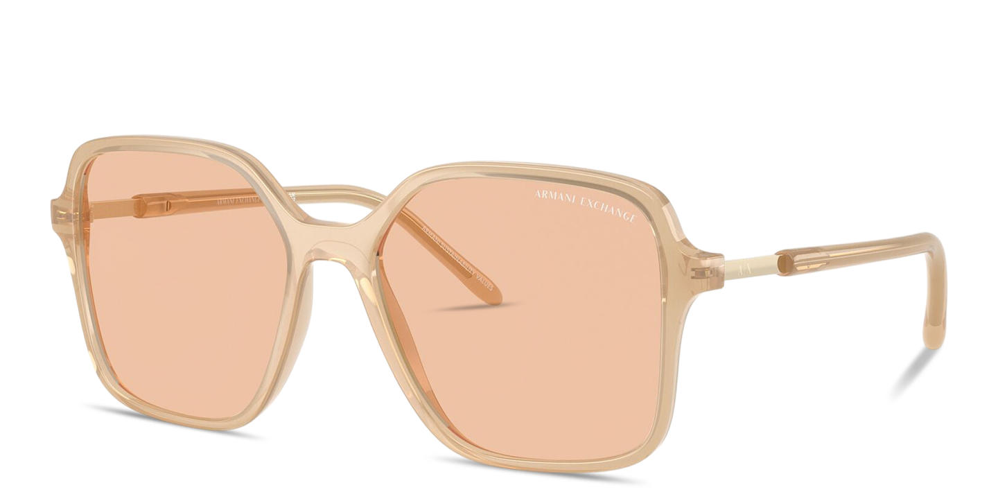 Armani Exchange A|X Logo Oversized Butterfly Sunglasses in Transparent Beige – Product Photo 1