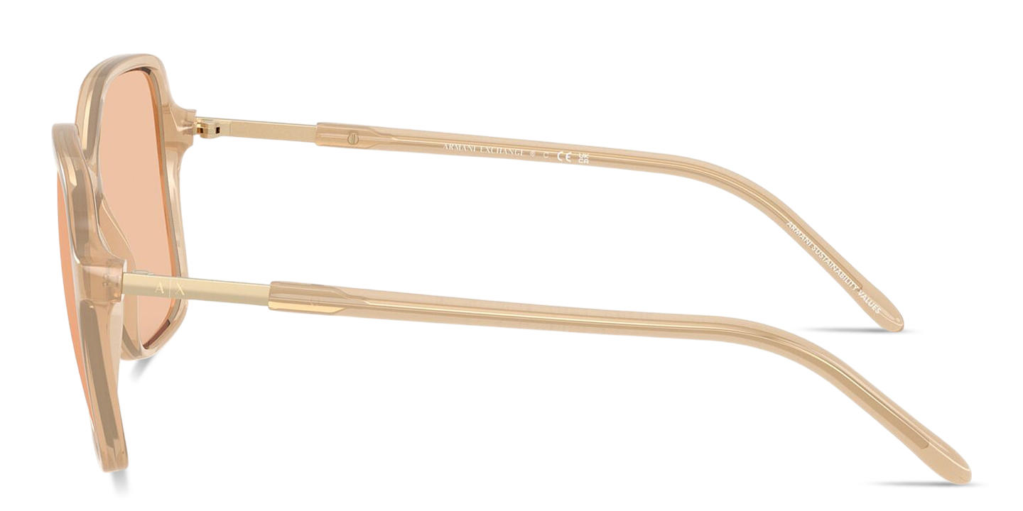 Armani Exchange A|X Logo Oversized Butterfly Sunglasses in Transparent Beige – Product Photo 2