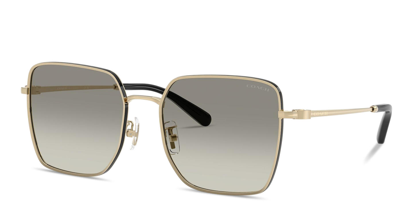 Coach Engraved Logo Oversized Square Sunglasses in Black/Light Gold – Product Photo 1