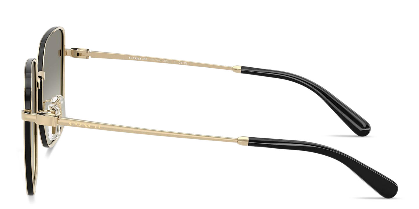 Coach Engraved Logo Oversized Square Sunglasses in Black/Light Gold – Product Photo 2