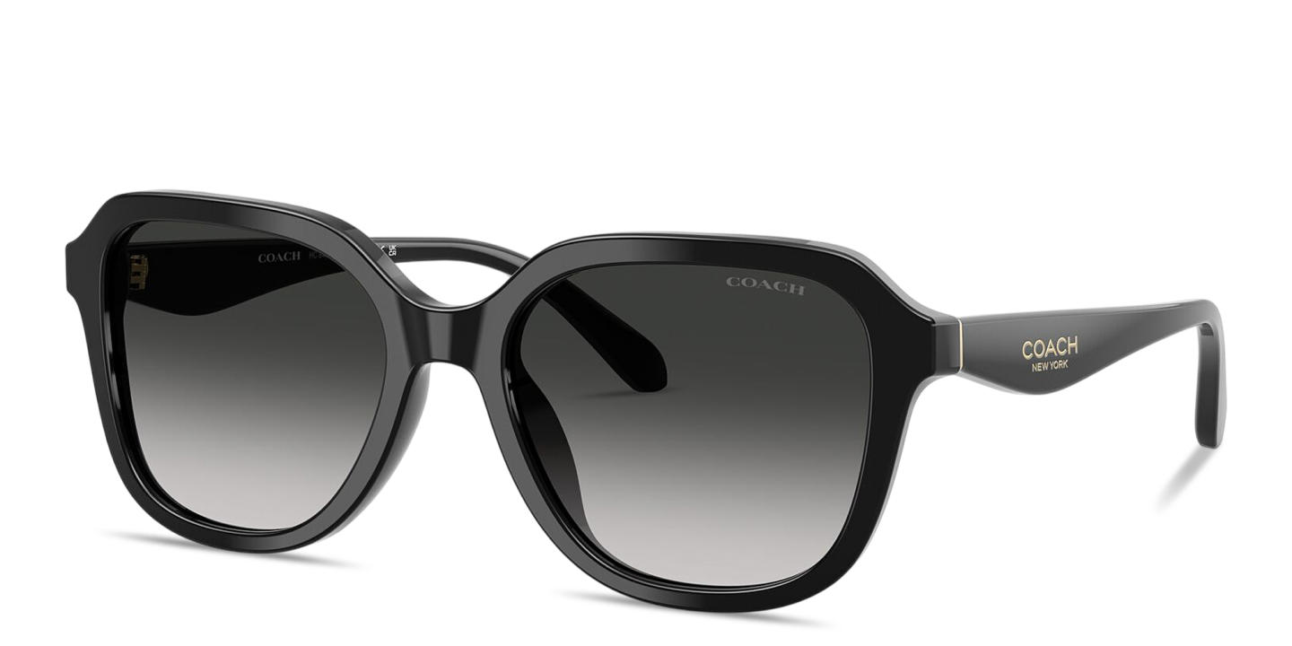 Shop Coach Logo Lettering Square Sunglasses in Black online.