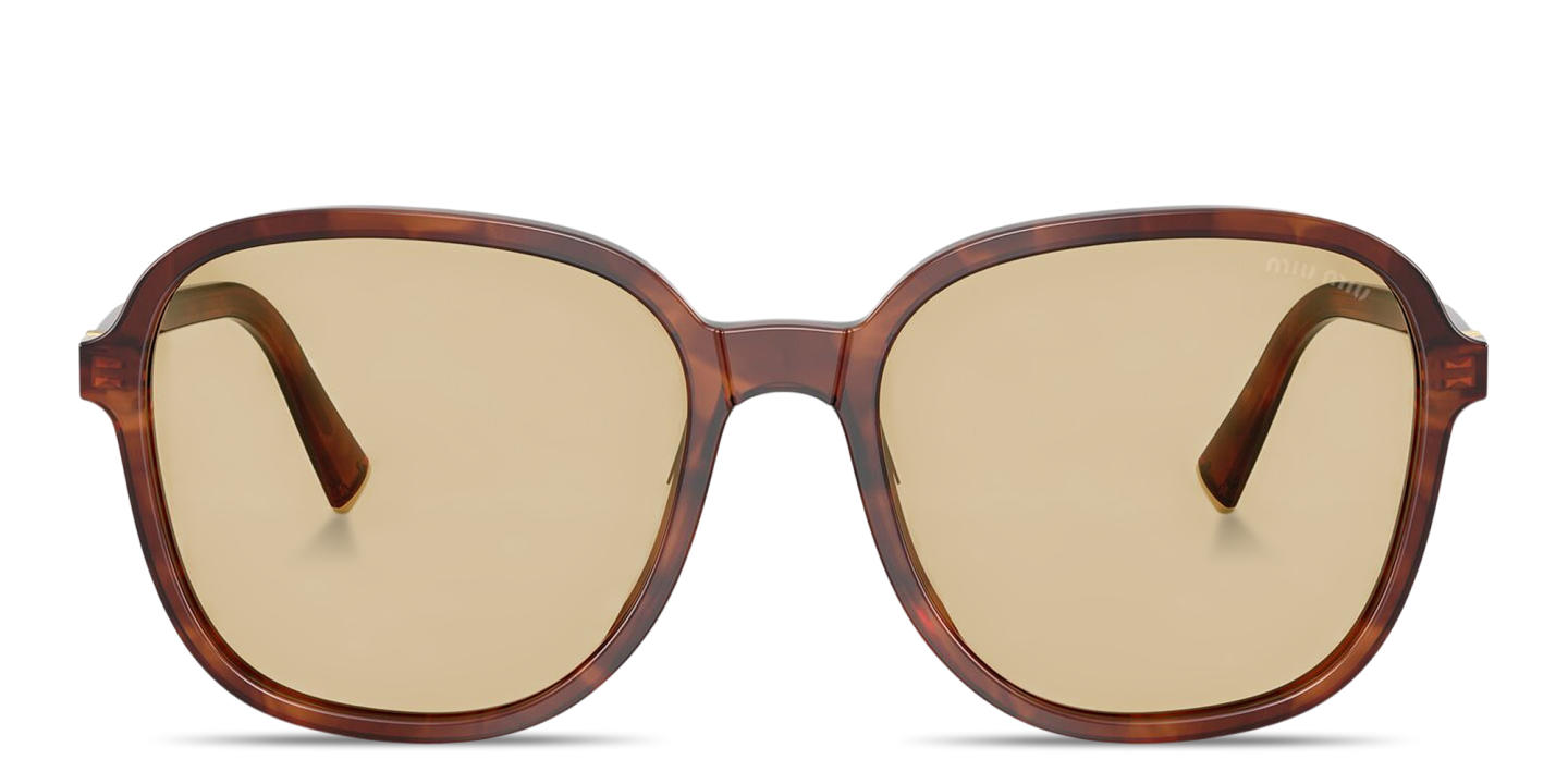Shop MIU MIU Vertical Logo Oversized Square Sunglasses in Brown online.