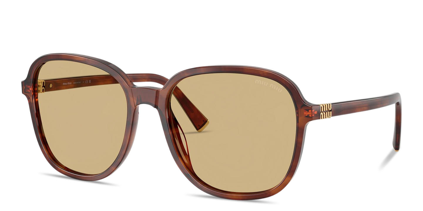 Shop MIU MIU Vertical Logo Oversized Square Sunglasses in Brown online.