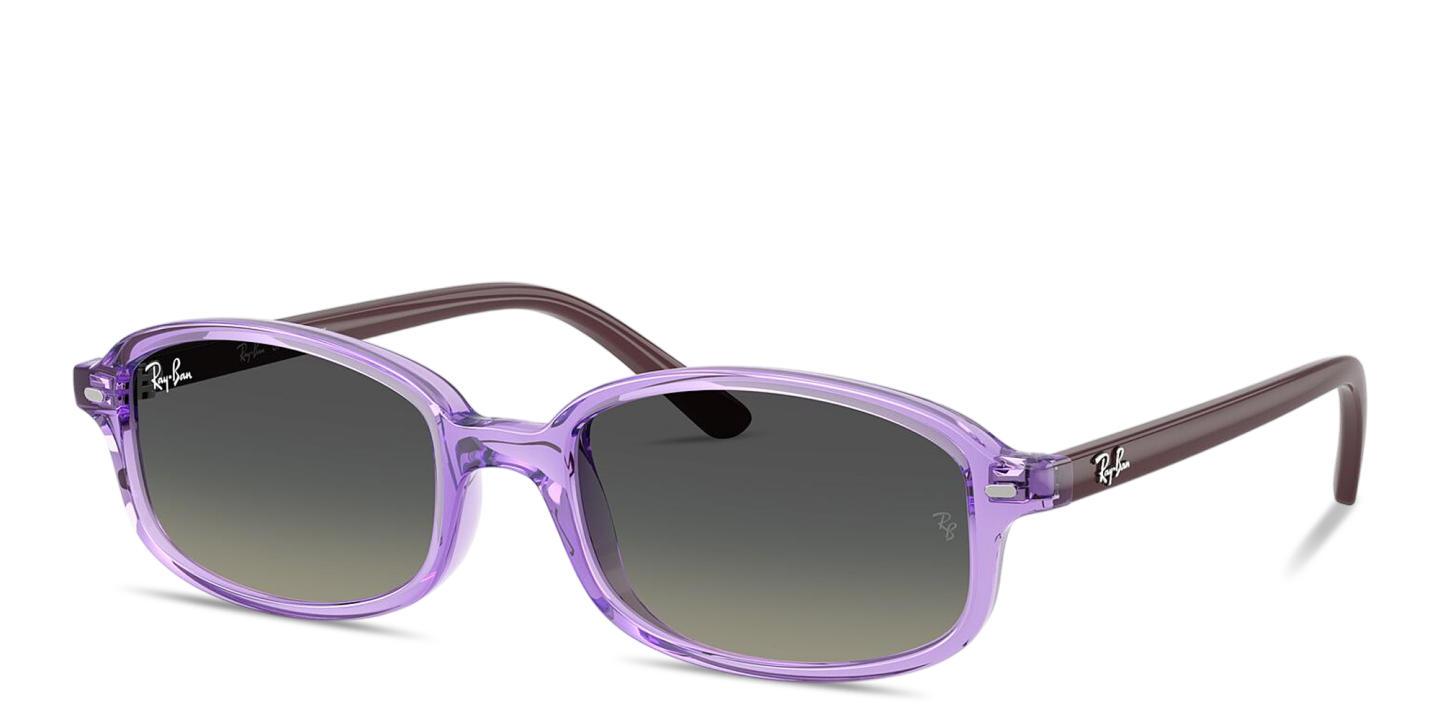 Shop Ray-Ban Logo Kids Irregular Sunglasses in Transparent Violet online.