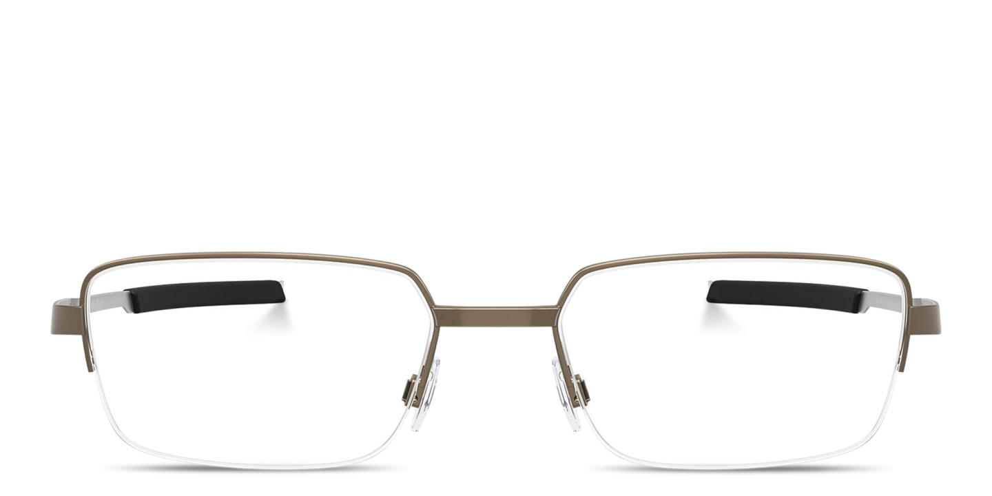 Shop Oakley Foil RQ 0.5 Unisex Wide Half-Rim Rectangle Eyeglasses in Pewter online.