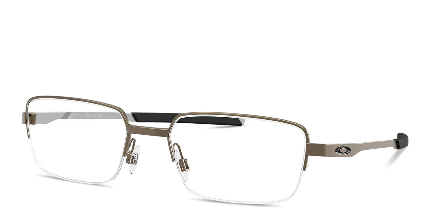 Shop Oakley Foil RQ 0.5 Unisex Wide Half-Rim Rectangle Eyeglasses in Pewter online.