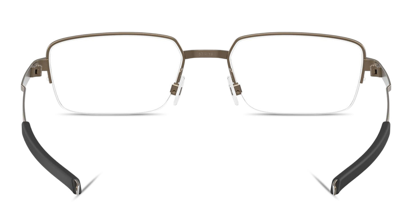 Shop Oakley Foil RQ 0.5 Unisex Wide Half-Rim Rectangle Eyeglasses in Pewter online.