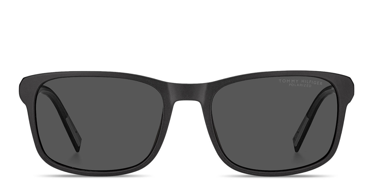 Shop Tommy Hilfiger Logo Rectangle Sunglasses in Black online.