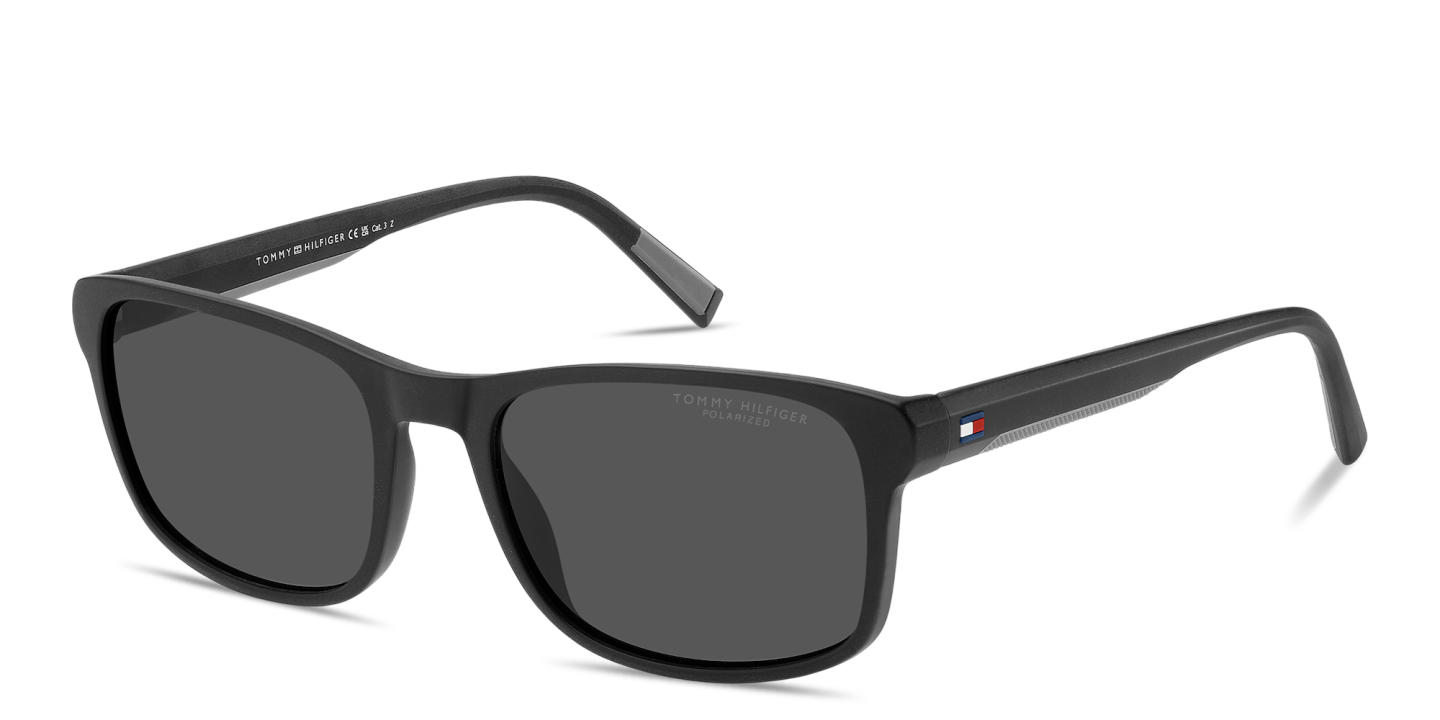 Shop Tommy Hilfiger Logo Rectangle Sunglasses in Black online.